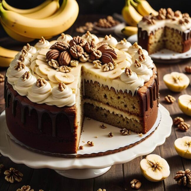 Ciasto z bananami i orzechami włoskimi dla dzieci