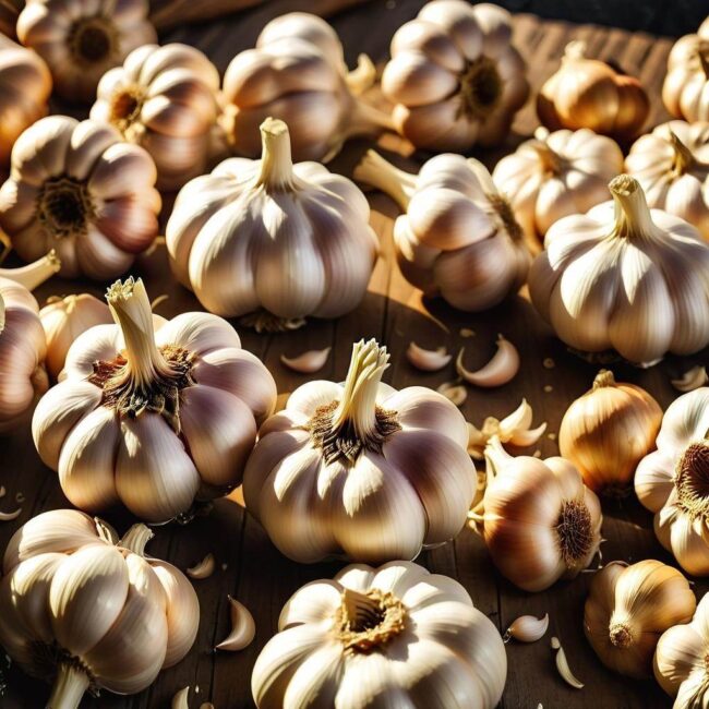 Czosnek suszony na papierze