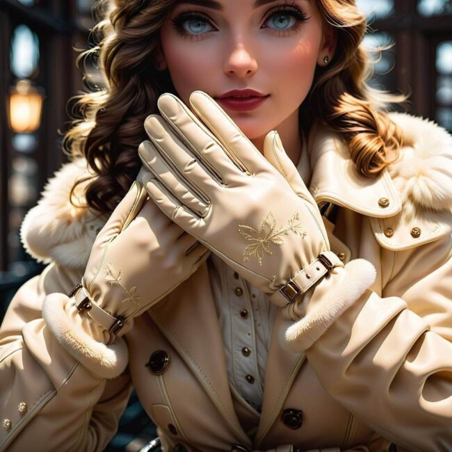 Kremowe rękawiczki w stylu francuskim