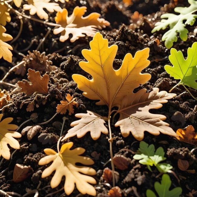 Liście dębu jako źródło składników odżywczych w kompoście