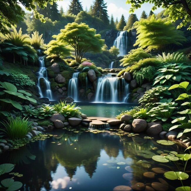 Projekt oczka wodnego z wodospadem